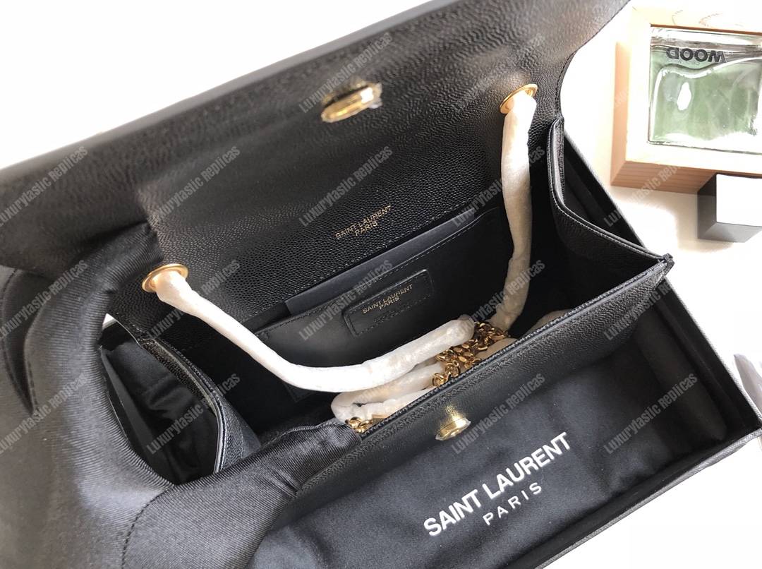 Saint Laurent Kate Medium In Grain De Poudre Embossed Leather Black