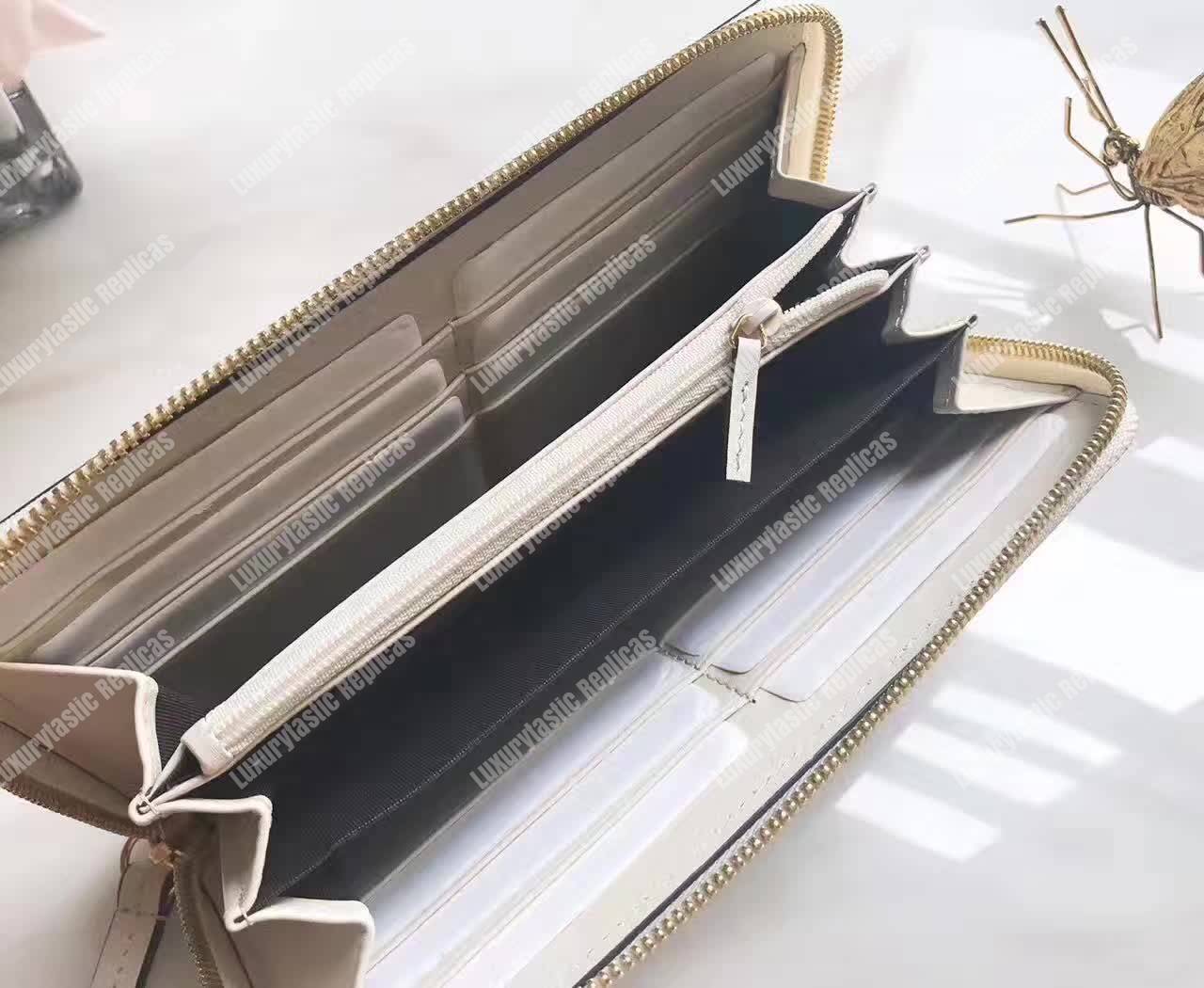 G*u*i sylvie leather zip around wallet white