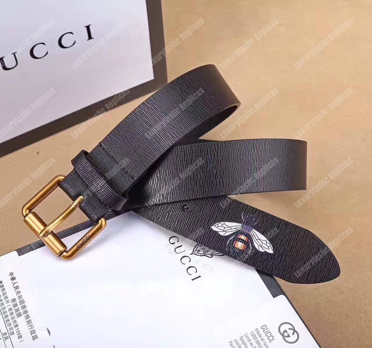 G*u*i leather belt with bee