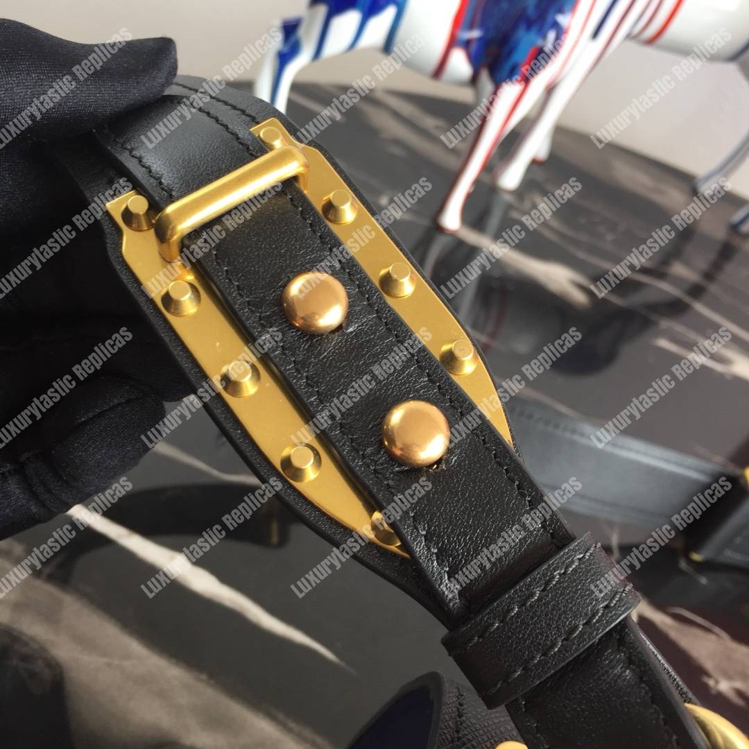 Pra*a cahier leather shoulder bag blue