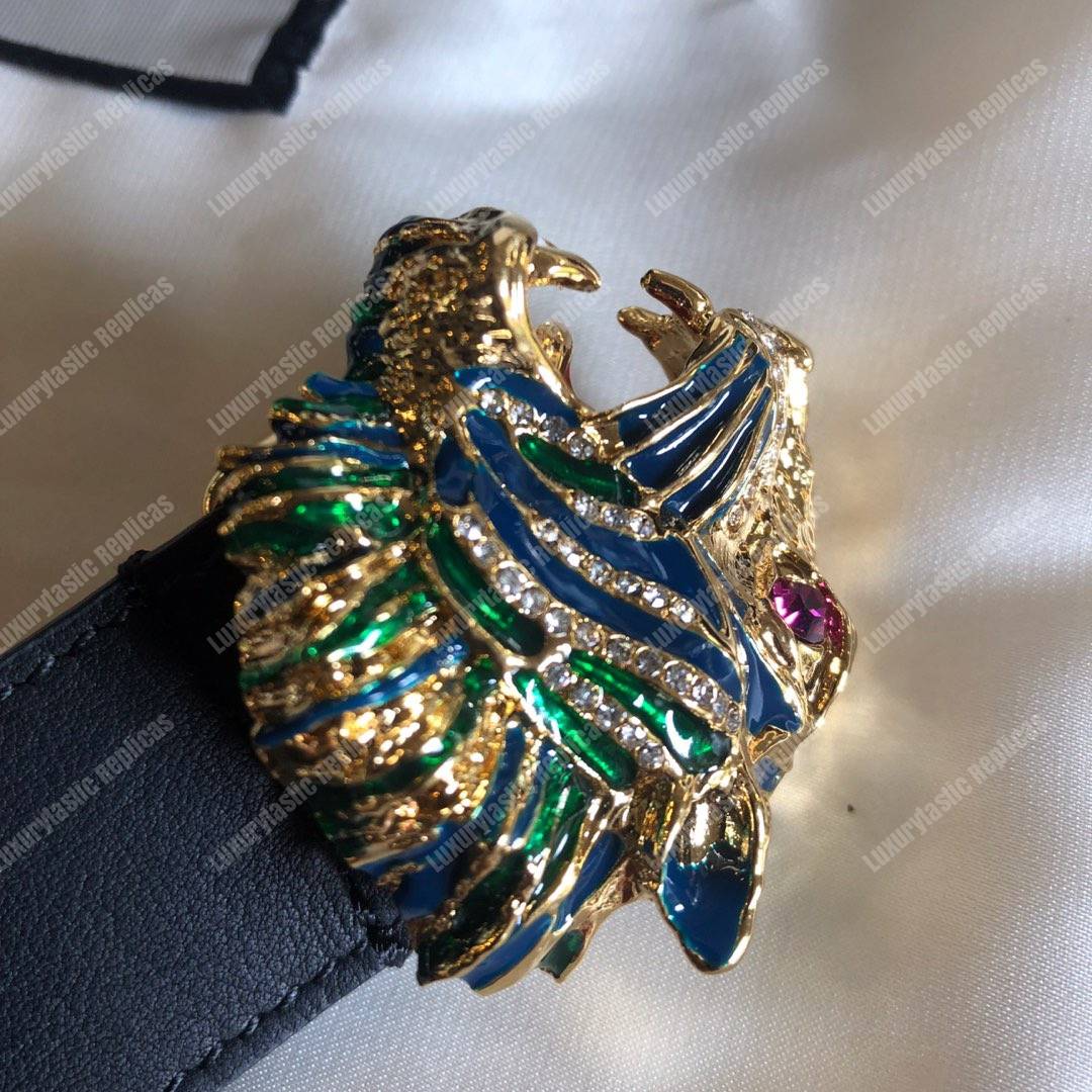 G*u*i leather belt with tiger head