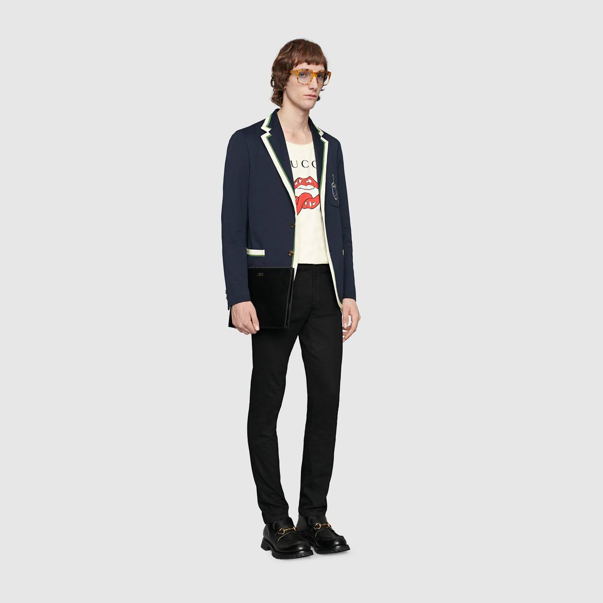 G*u*i leather pouch with G*u*i logo