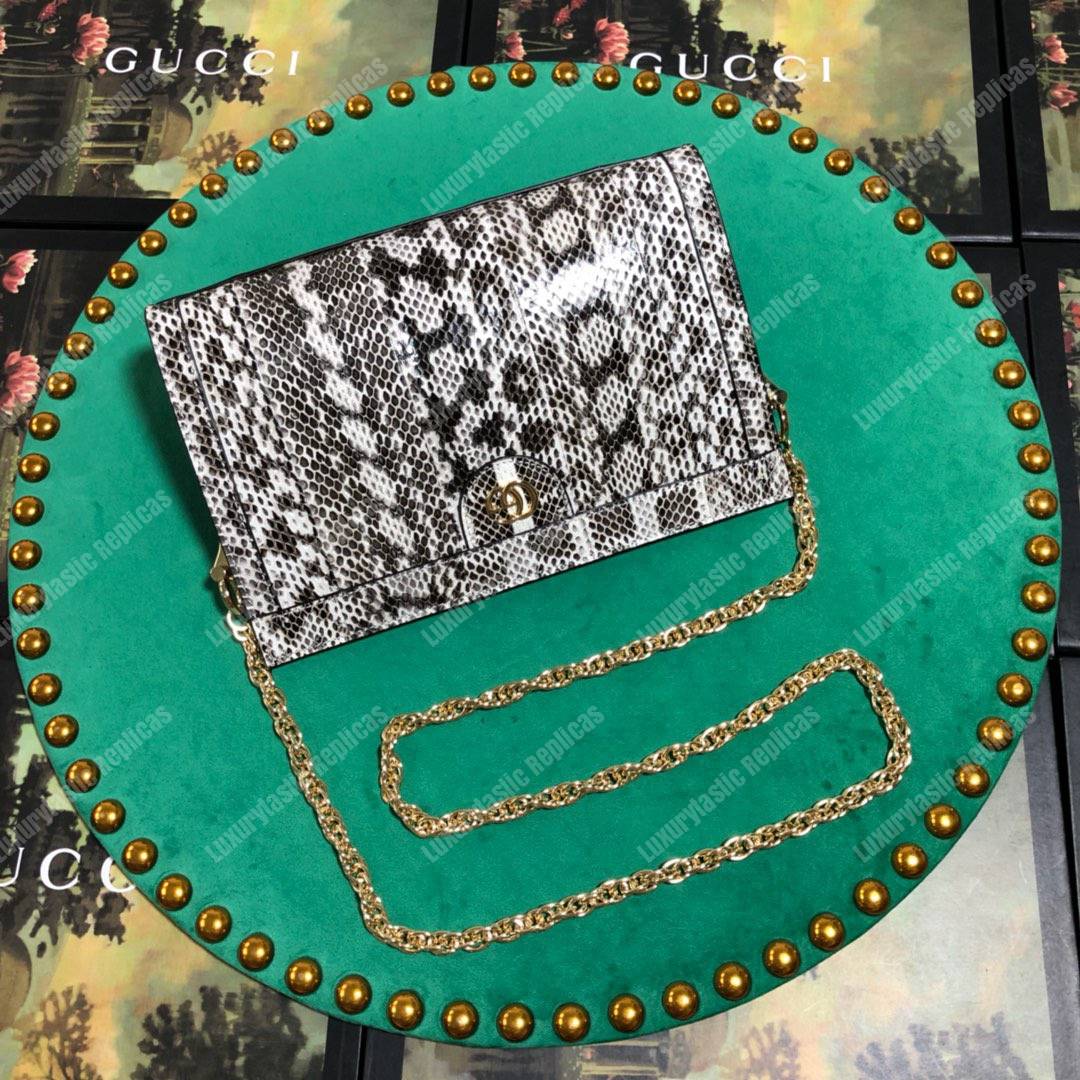 G*u*i ophidia small snakeskin shoulder bag grey