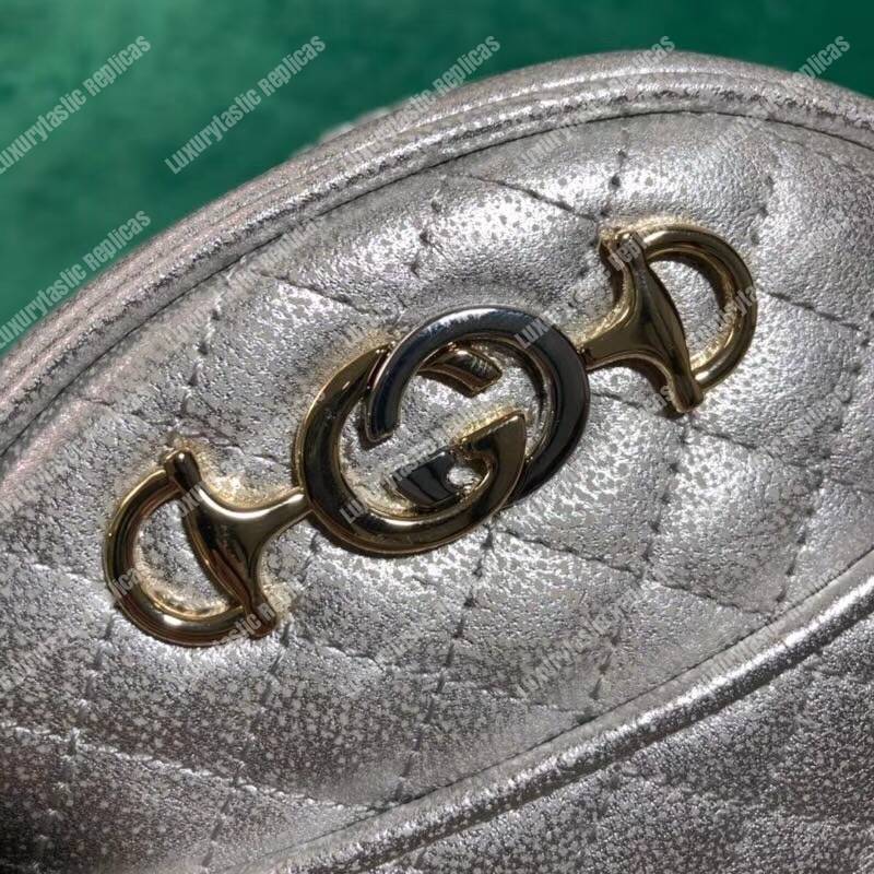 G*u*i laminated leather mini bag silver