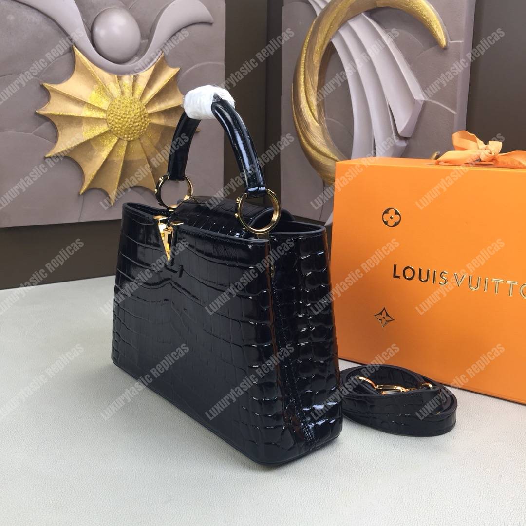 LV Capucines BB Crocodilien Brillant Noir