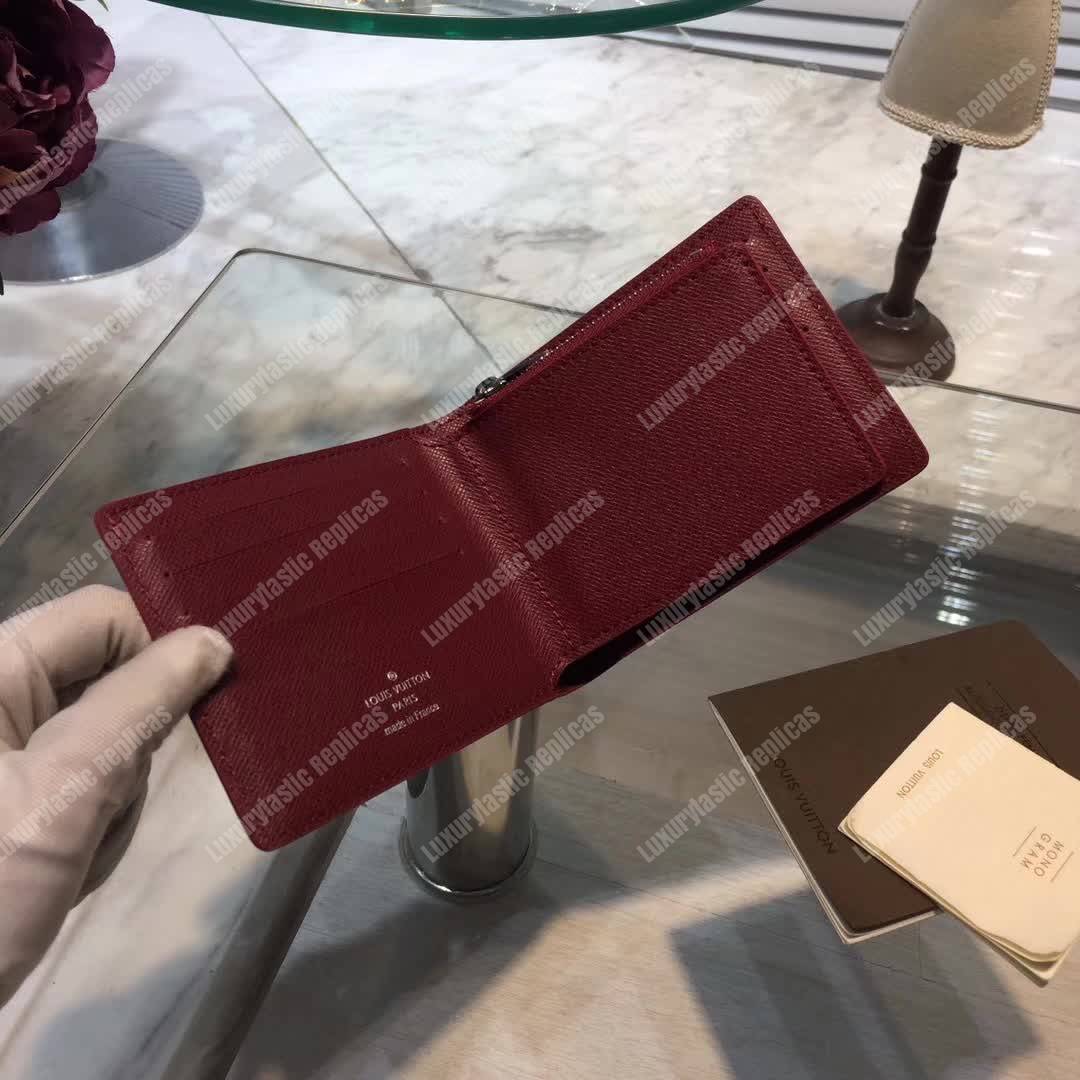 LV Multiple Wallet Taiga Leather Cherise
