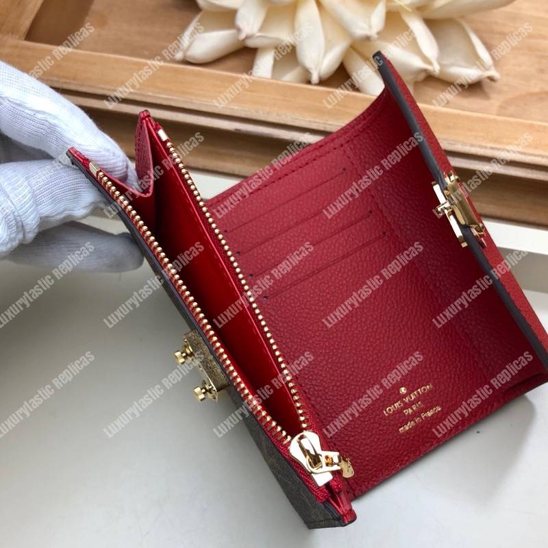 LV Pallas Compact Wallet Monogram Cerise Red