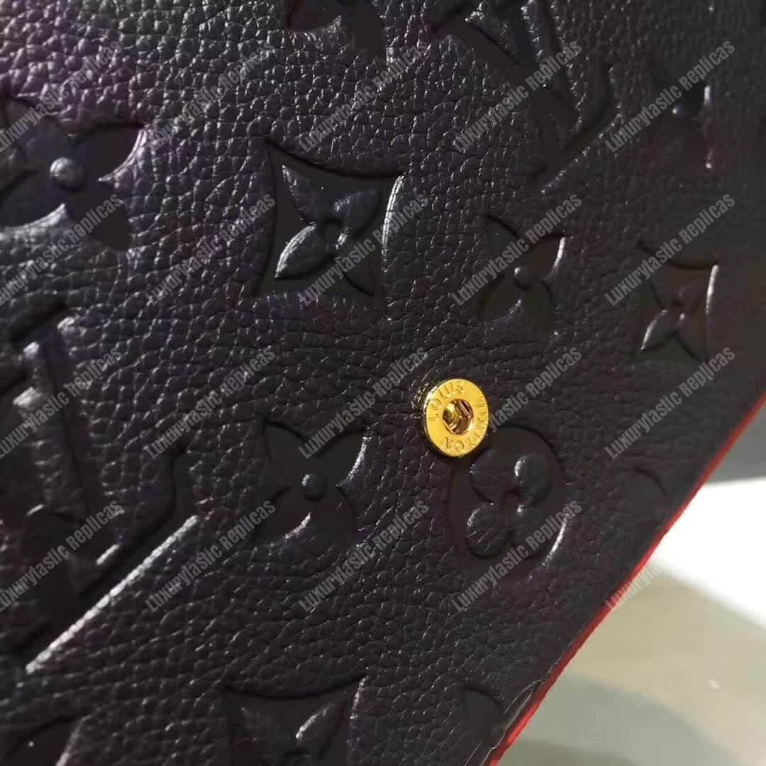 LV Pochette Felicie Bag Monogram Leather Marine Rouge