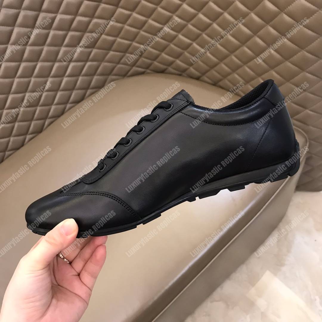 Pra*a nappa leather sneakers black/blue