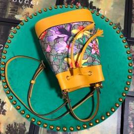 G*u*i ophidia gg flora small bucket bag yellow