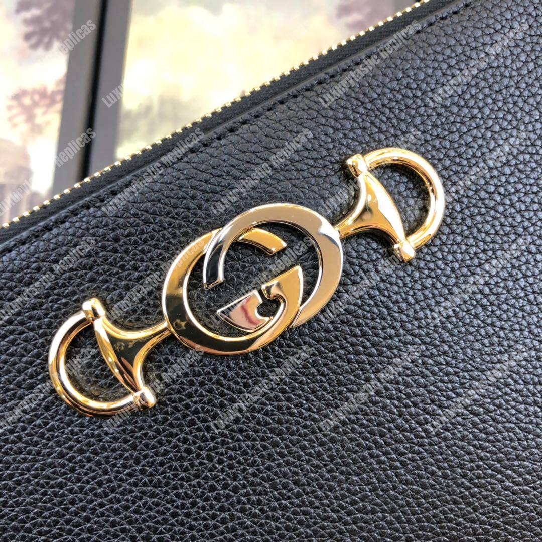 G*u*i zumi grainy leather pouch black