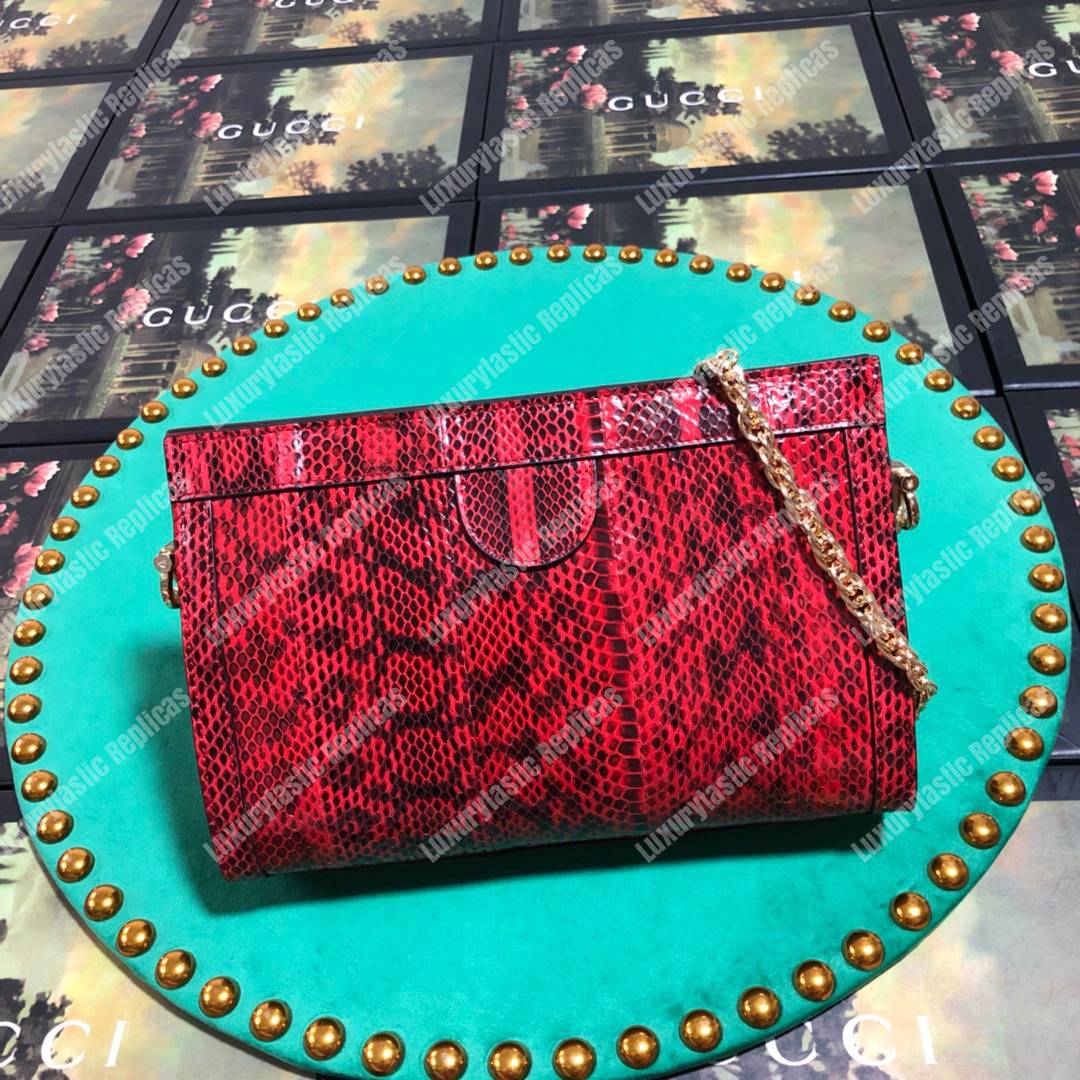G*u*i ophidia small snakeskin shoulder bag hibiscus red