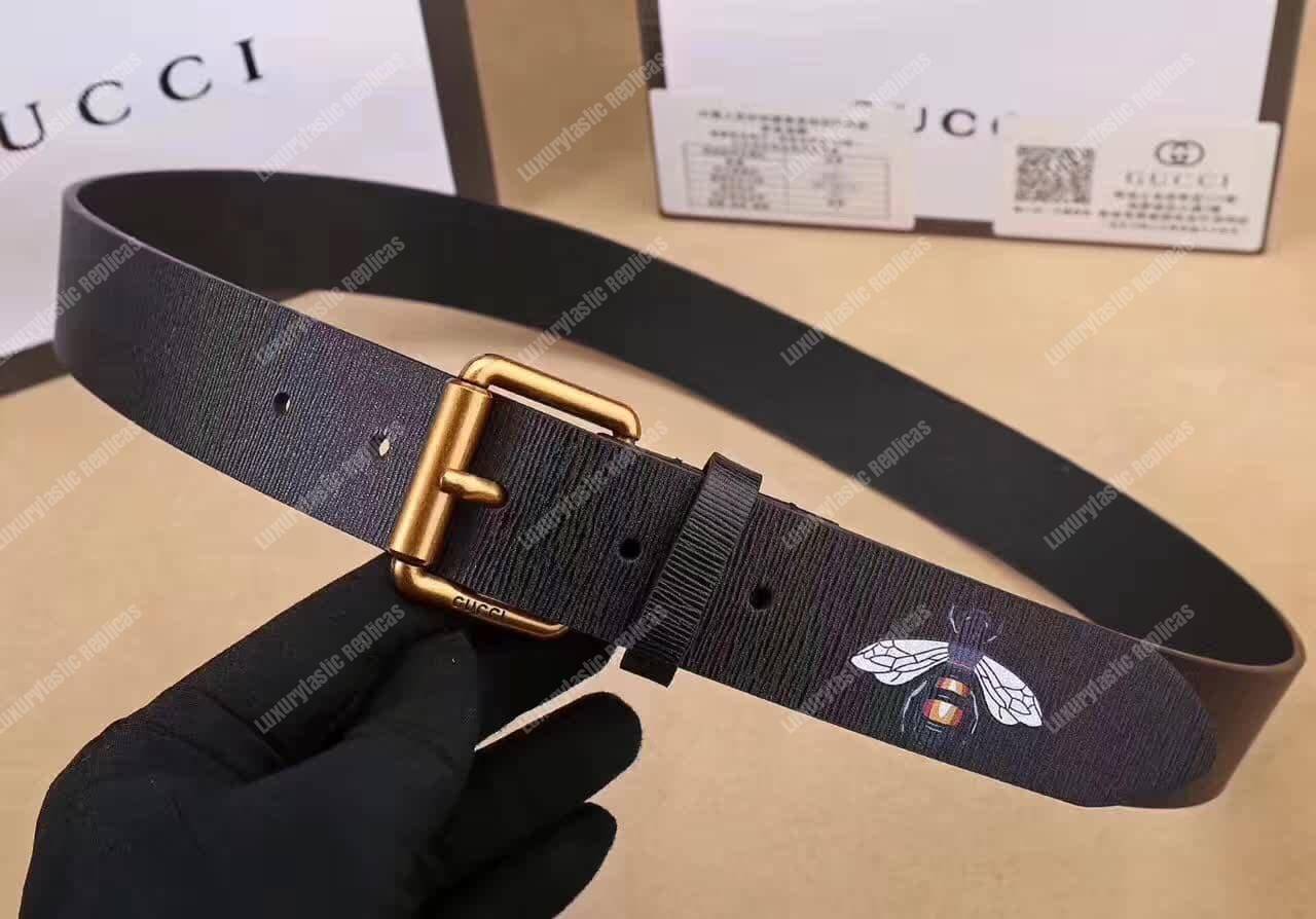 G*u*i leather belt with bee