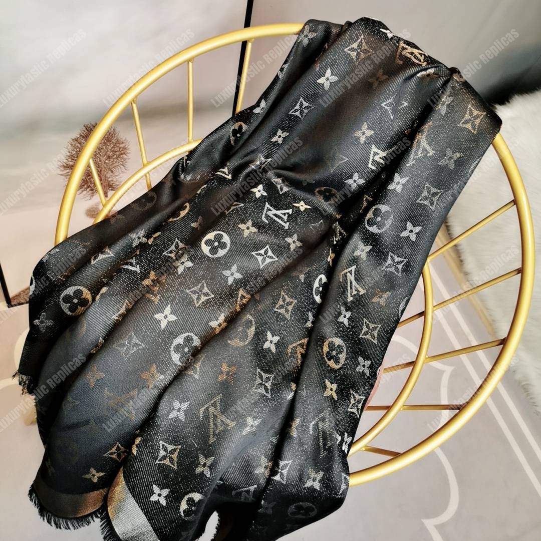 LV Monogram Shine Shawl Black
