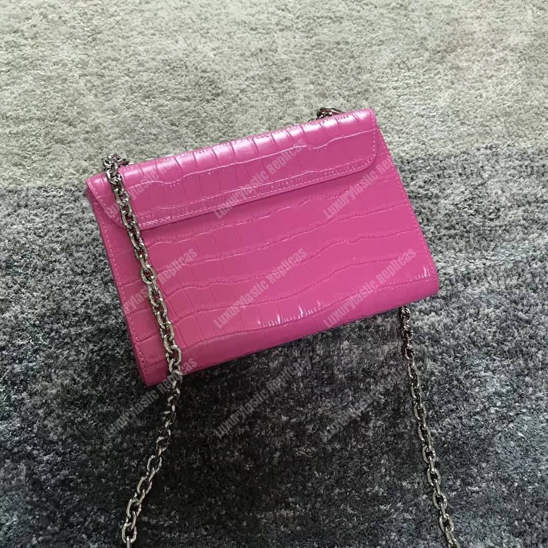 LV Twist Bag MM Crocodilien Brillant Pink