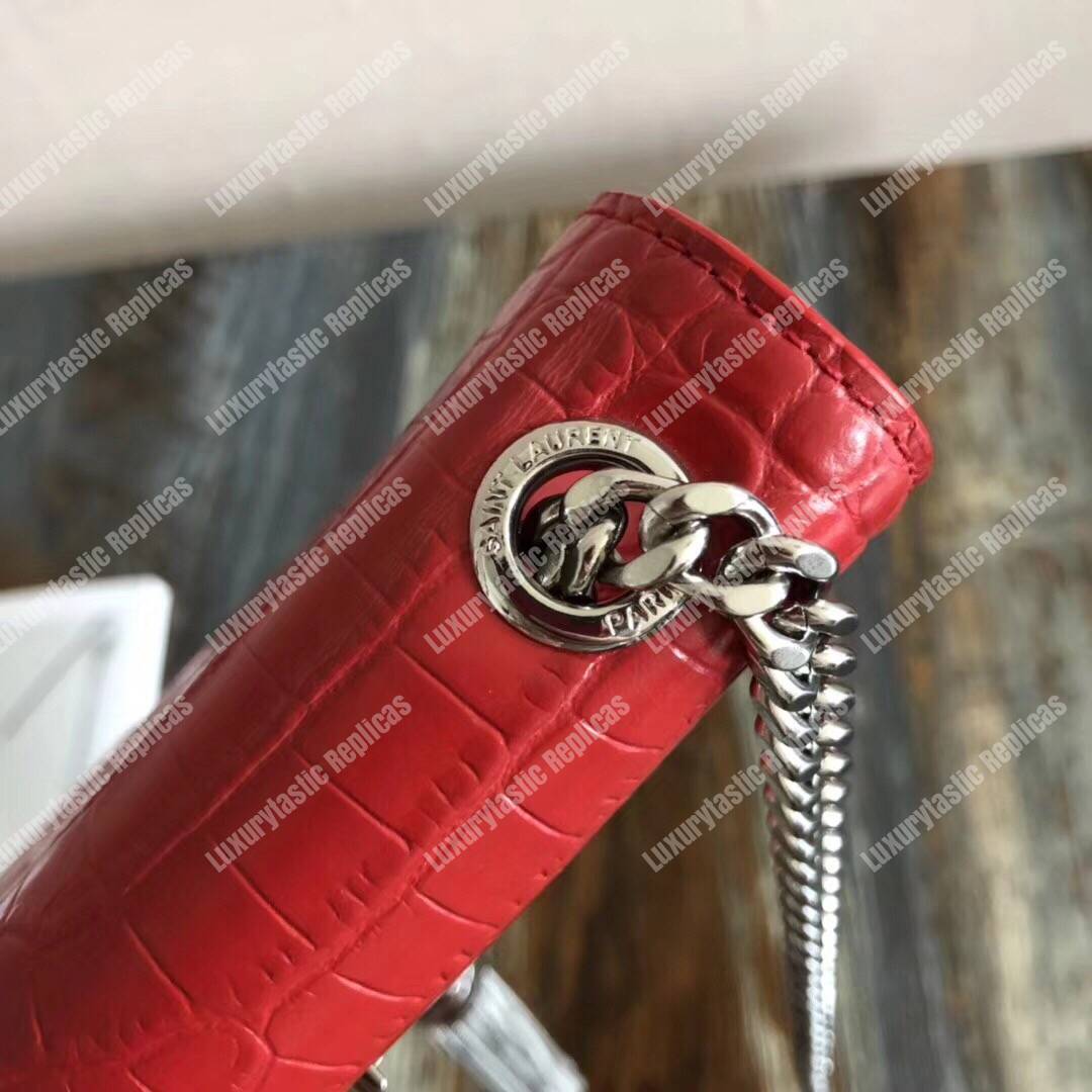 Saint Laurent Classic Small Kate Monogram Red Crocodile