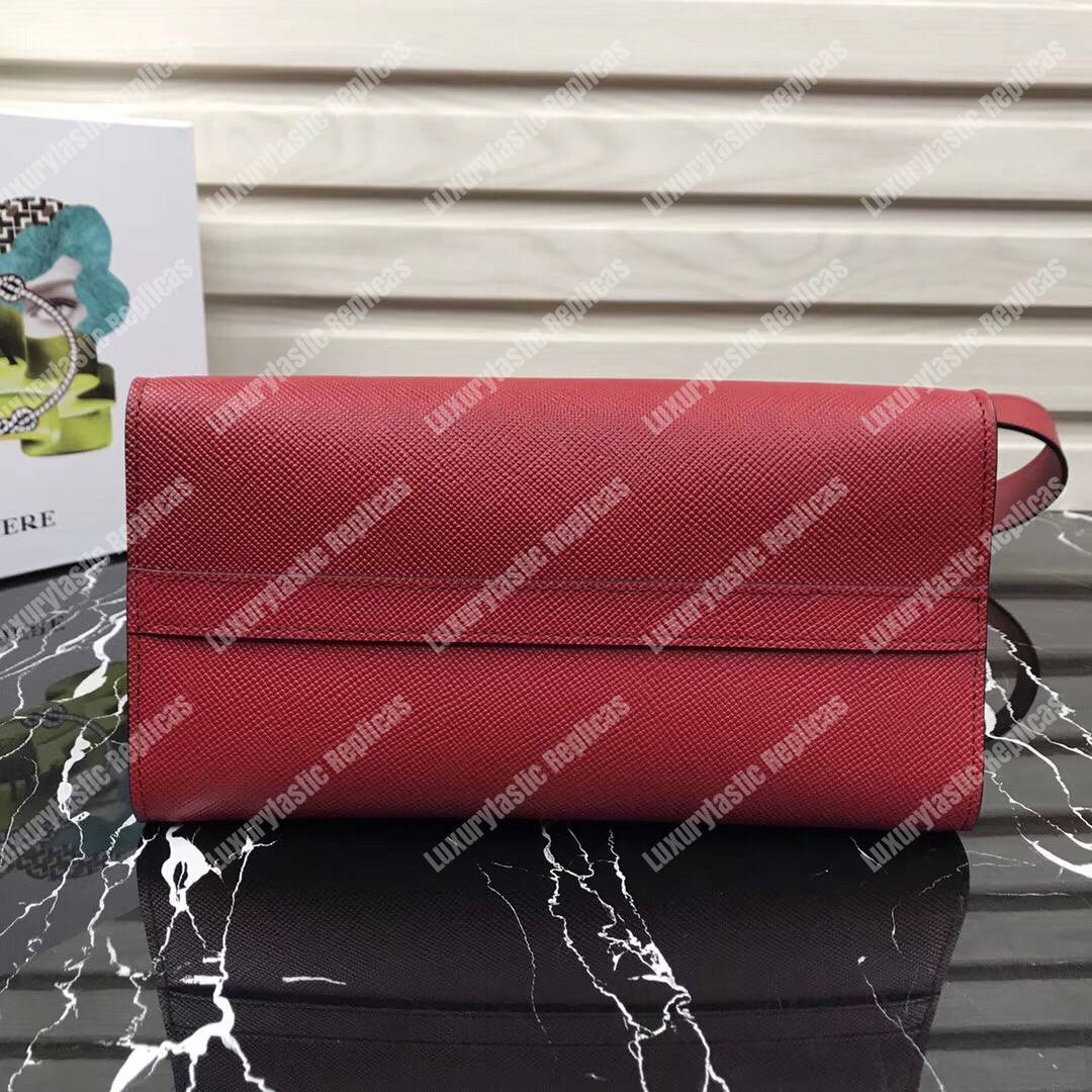 Pra*a monochrome saffiano leather bag red