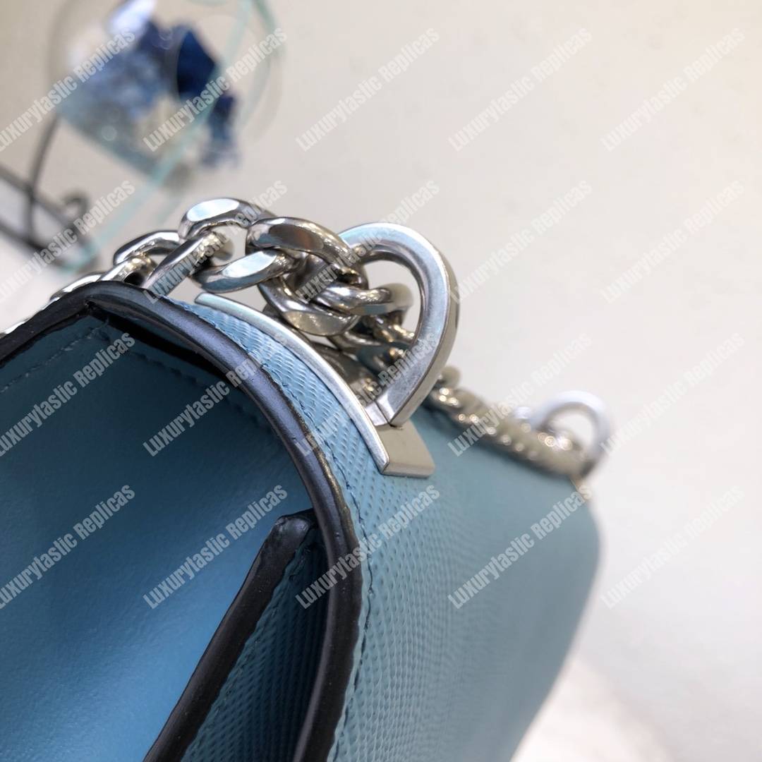 Pra*a monochrome saffiano leather bag light blue
