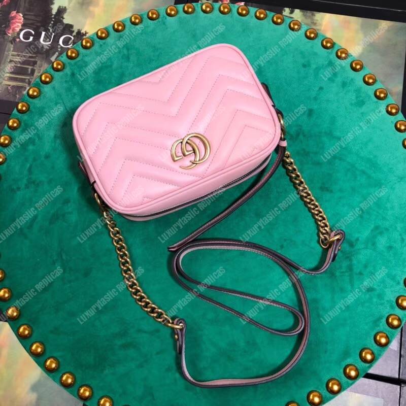 G*u*i gg marmont matelassé mini bag pink