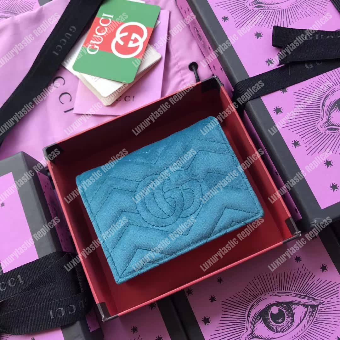 G*u*i gg marmont card case velvet aquamarine