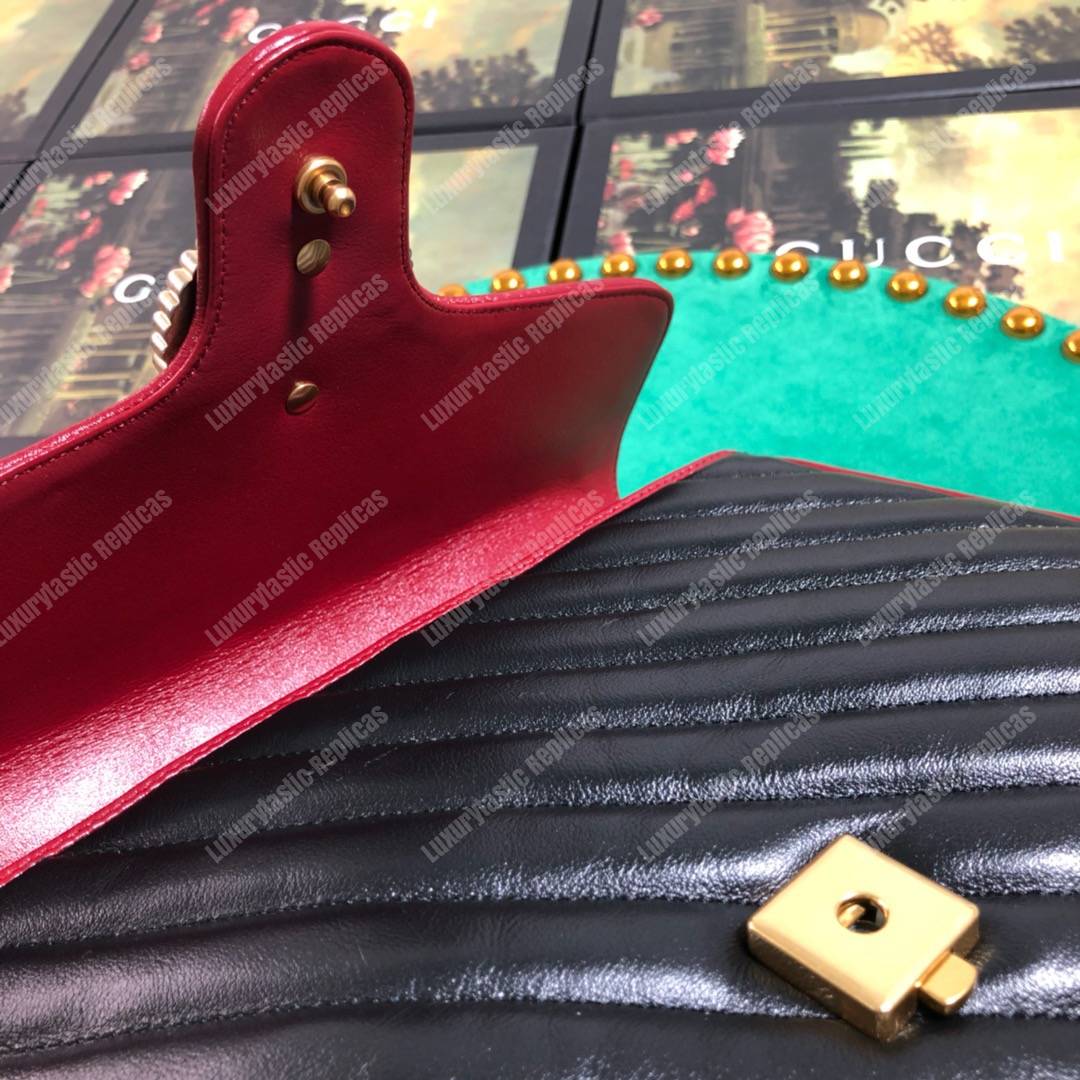 G*u*i gg marmont small top handle bag black cherise matelassé