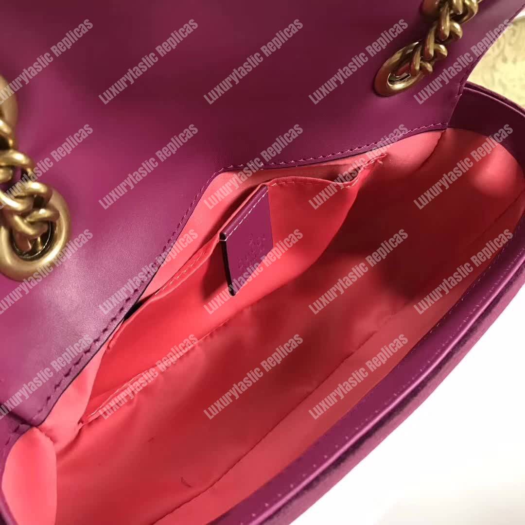 G*u*i gg marmont embroidered velvet mini bag feathers