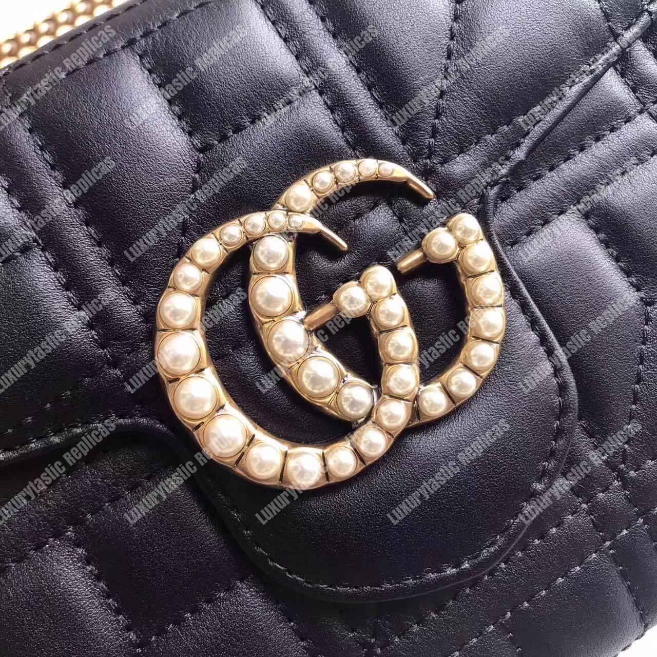 G*u*i gg marmont leather mini chain bag black