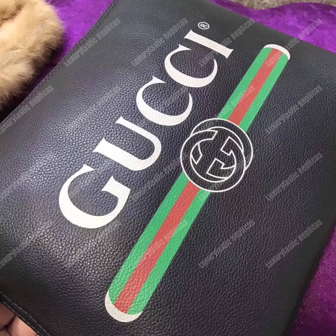 G*u*i print leather medium portfolio black