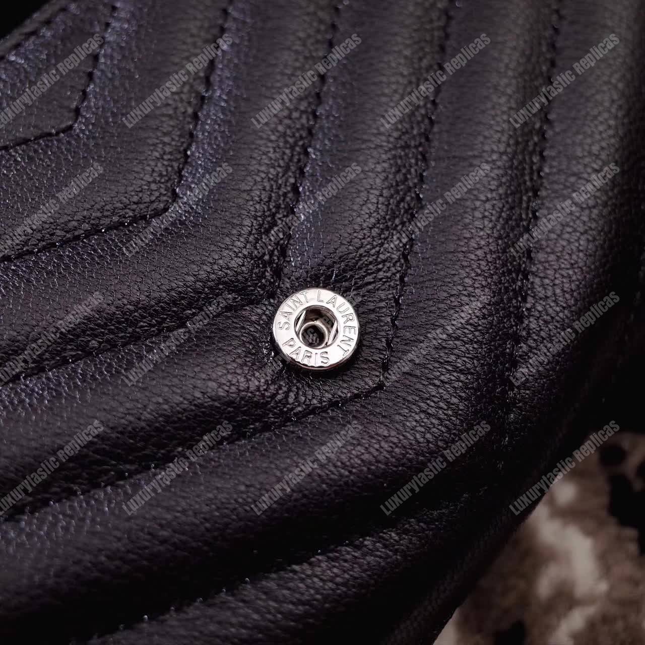 Saint Laurent Monogram Large Flap Wallet Black De Poudre