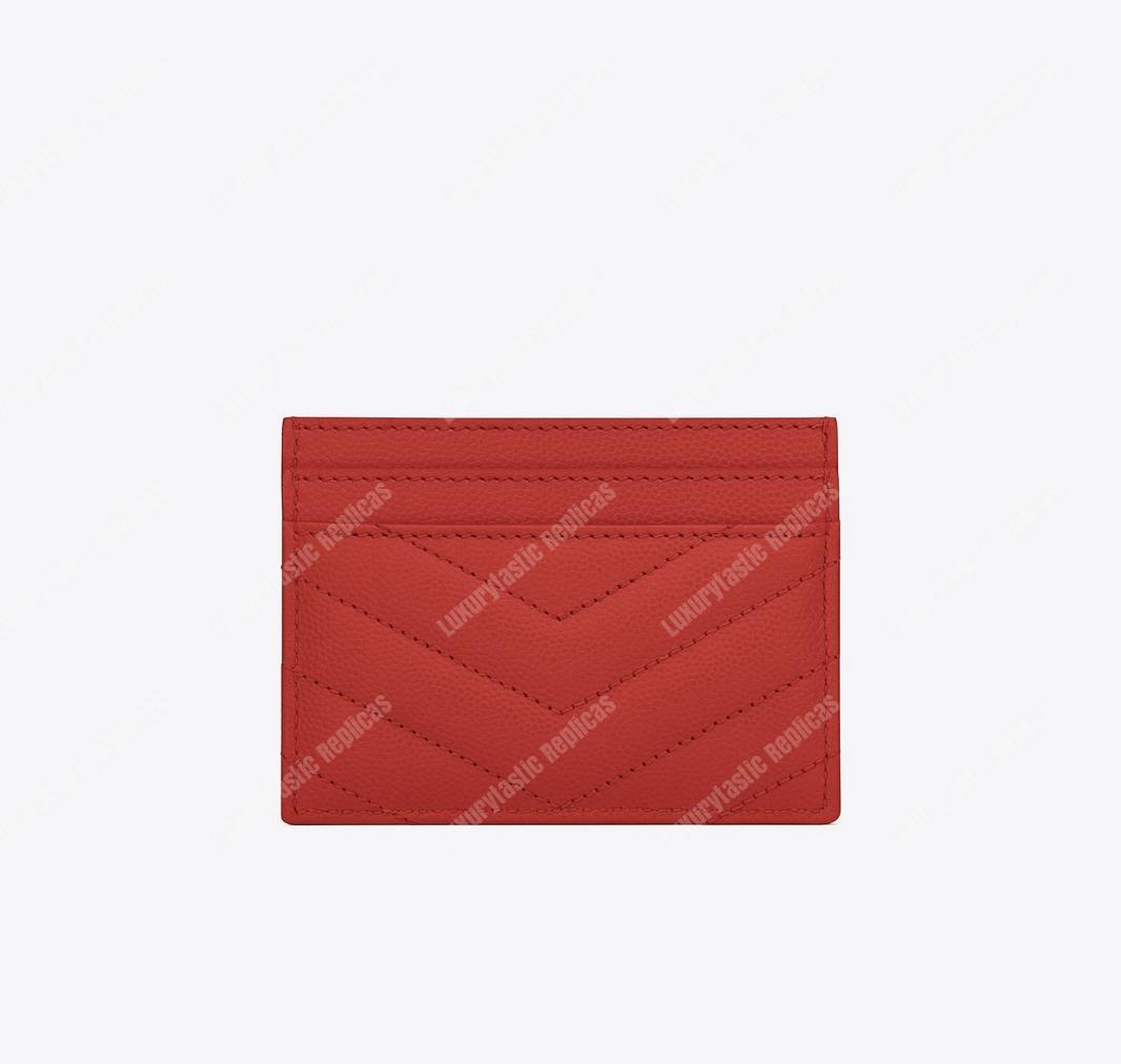 Saint Laurent Monogram Card Case Shine Red