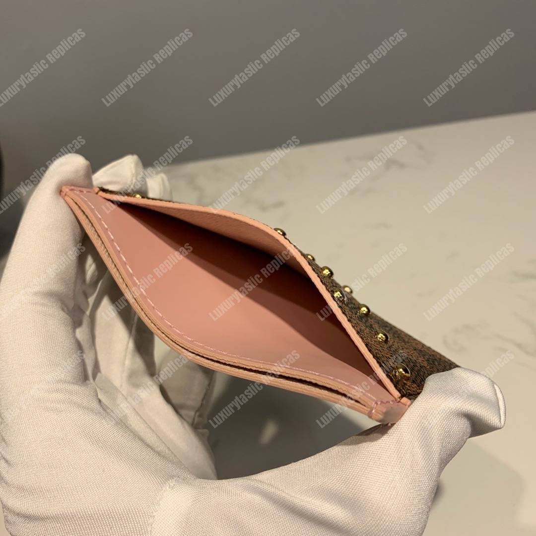 LV Card Holder Damier Ebene Rose Ballerine Pink