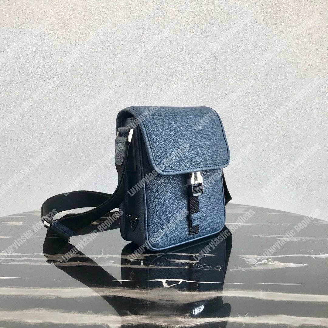 Pra*a saffiano leather shoulder bag blue