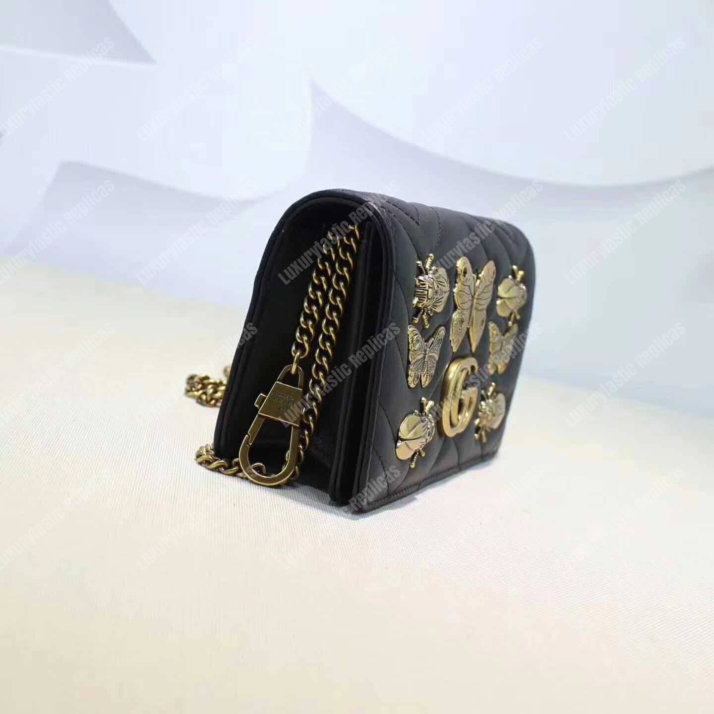 G*u*i gg marmont animal studs mini bag black