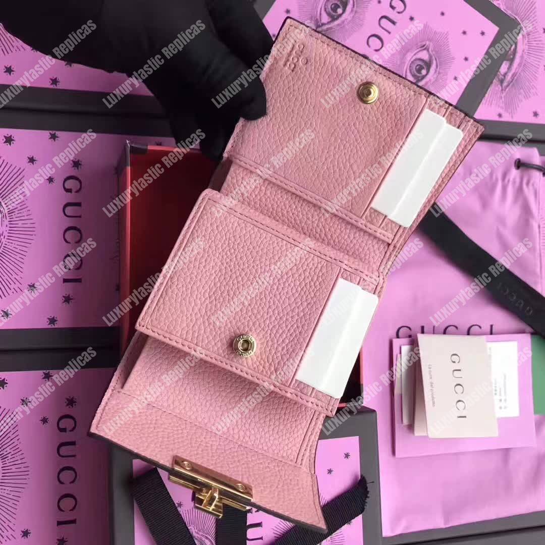 G*u*i padlock wallet pink