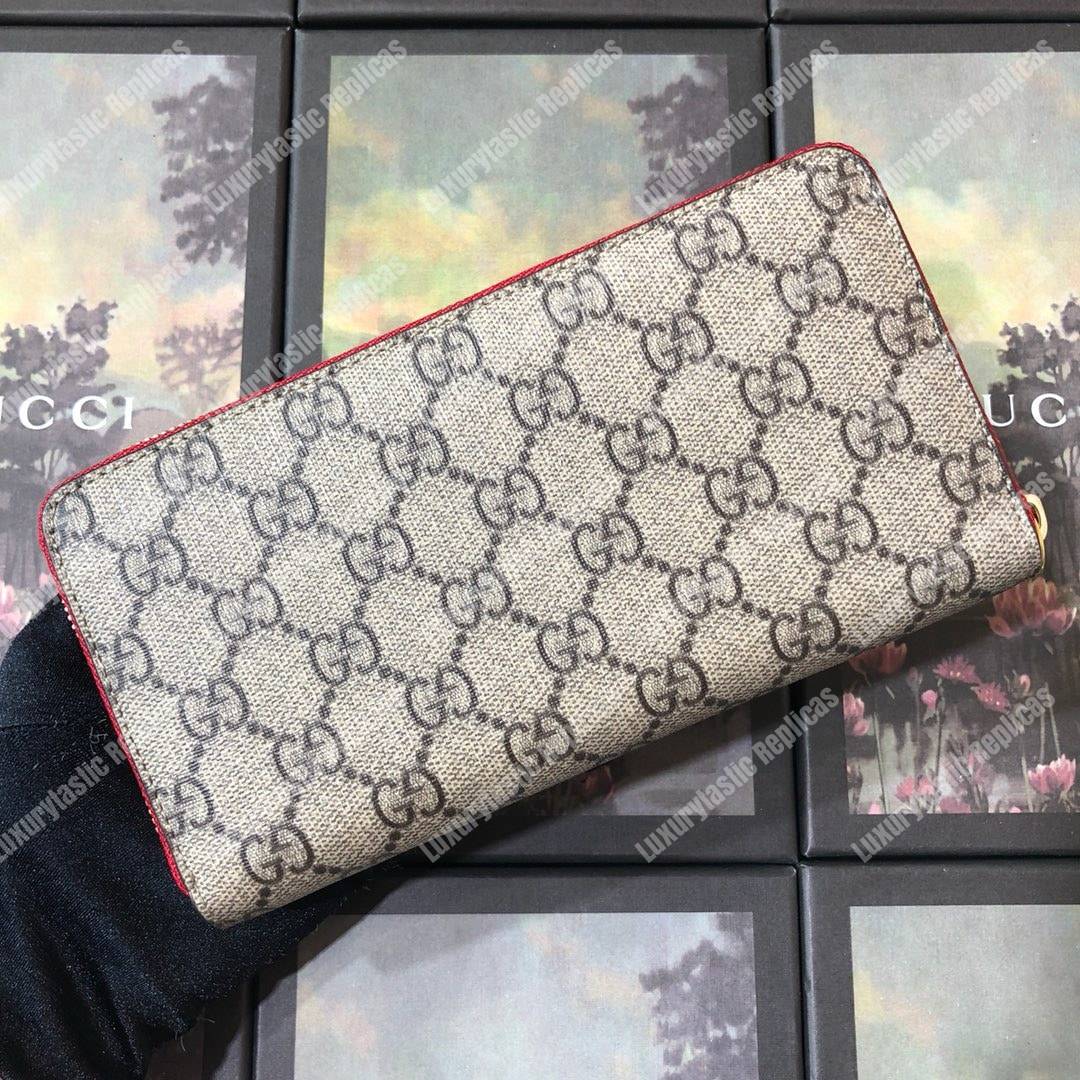 G*u*i gg sup*e zip around wallet with pink bosco patch