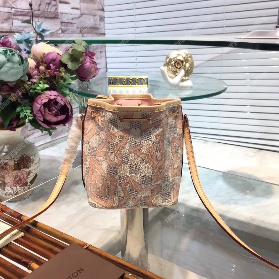 LV Nano Noe Shoulder Bag Damier Azur Canvas