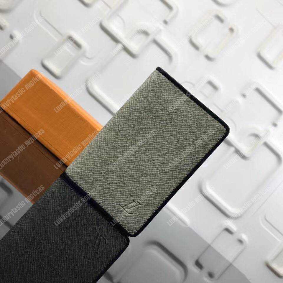 LV Pocket Organizer Taiga Leather Silver