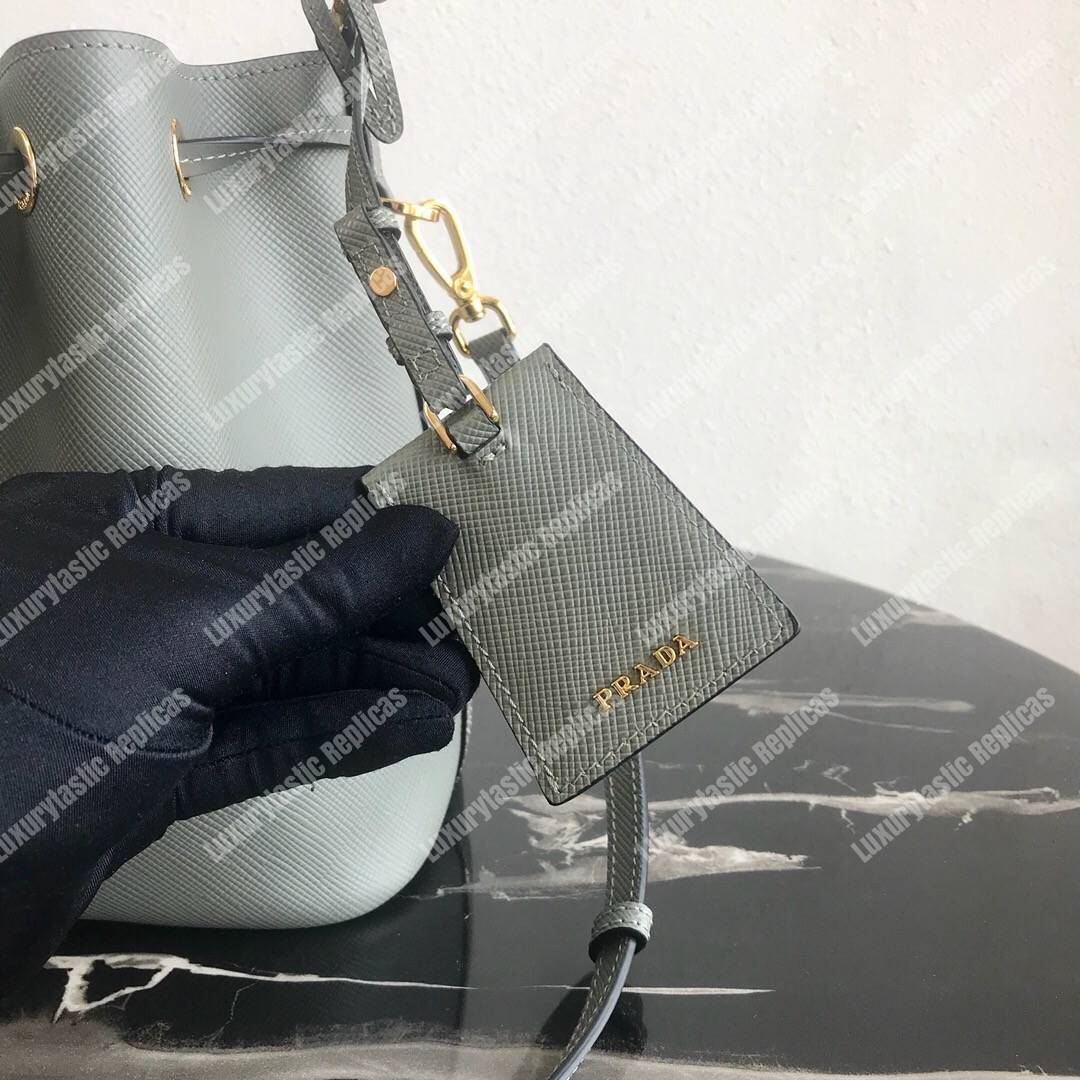 Pra*a saffiano leather bucket bag grey
