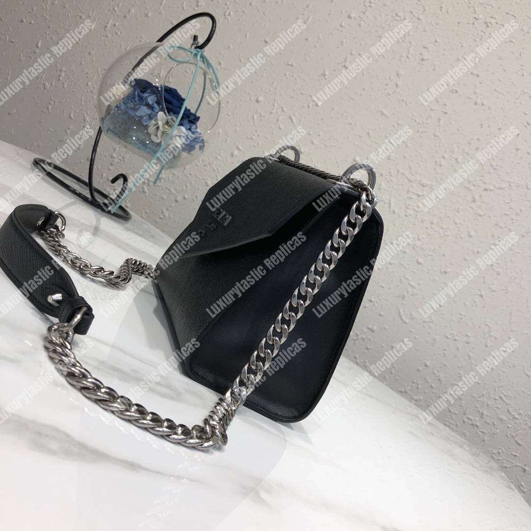 Pra*a monochrome saffiano leather bag black