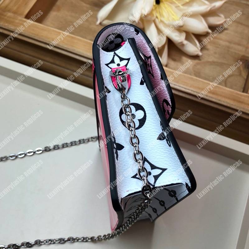 LV Cherrywood Chain Wallet Patent Leather Monogram Berlingot Pink