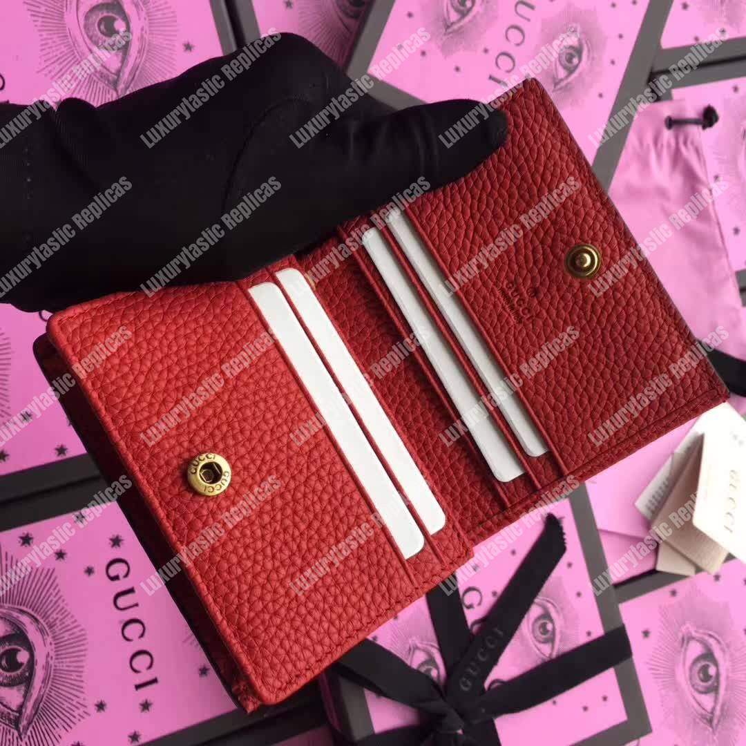 G*u*i animalier card case hibiscus red with bee