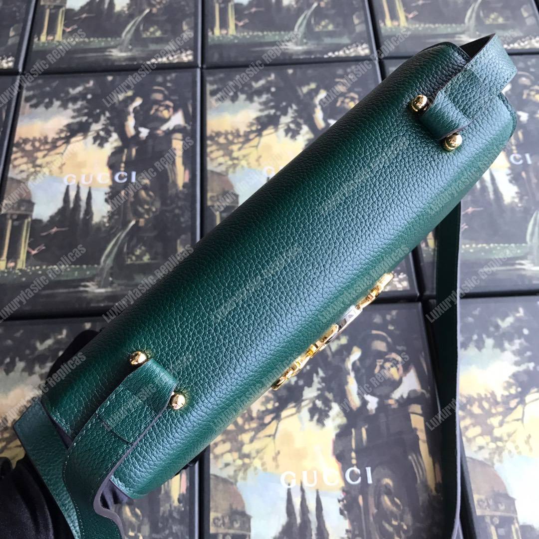 G*u*i zumi grainy leather small shoulder bag dark green