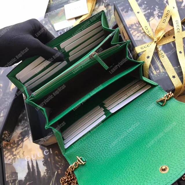 G*u*i embroidered leather mini shoulder bag green