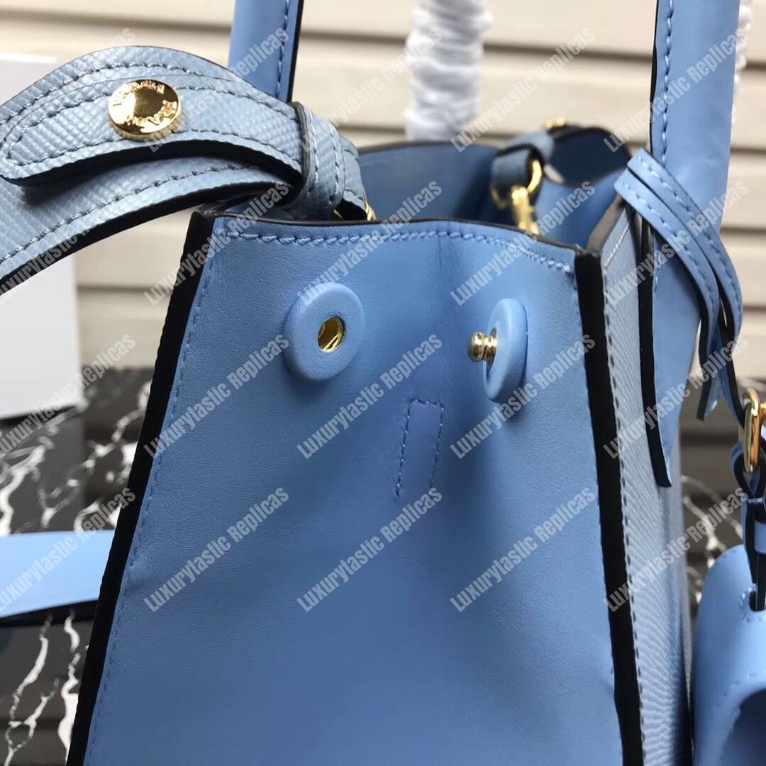Pra*a monochrome saffiano leather bag light blue