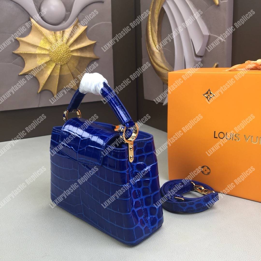 LV Capucines Mini Crocodilien Brillant Bleu Santorin