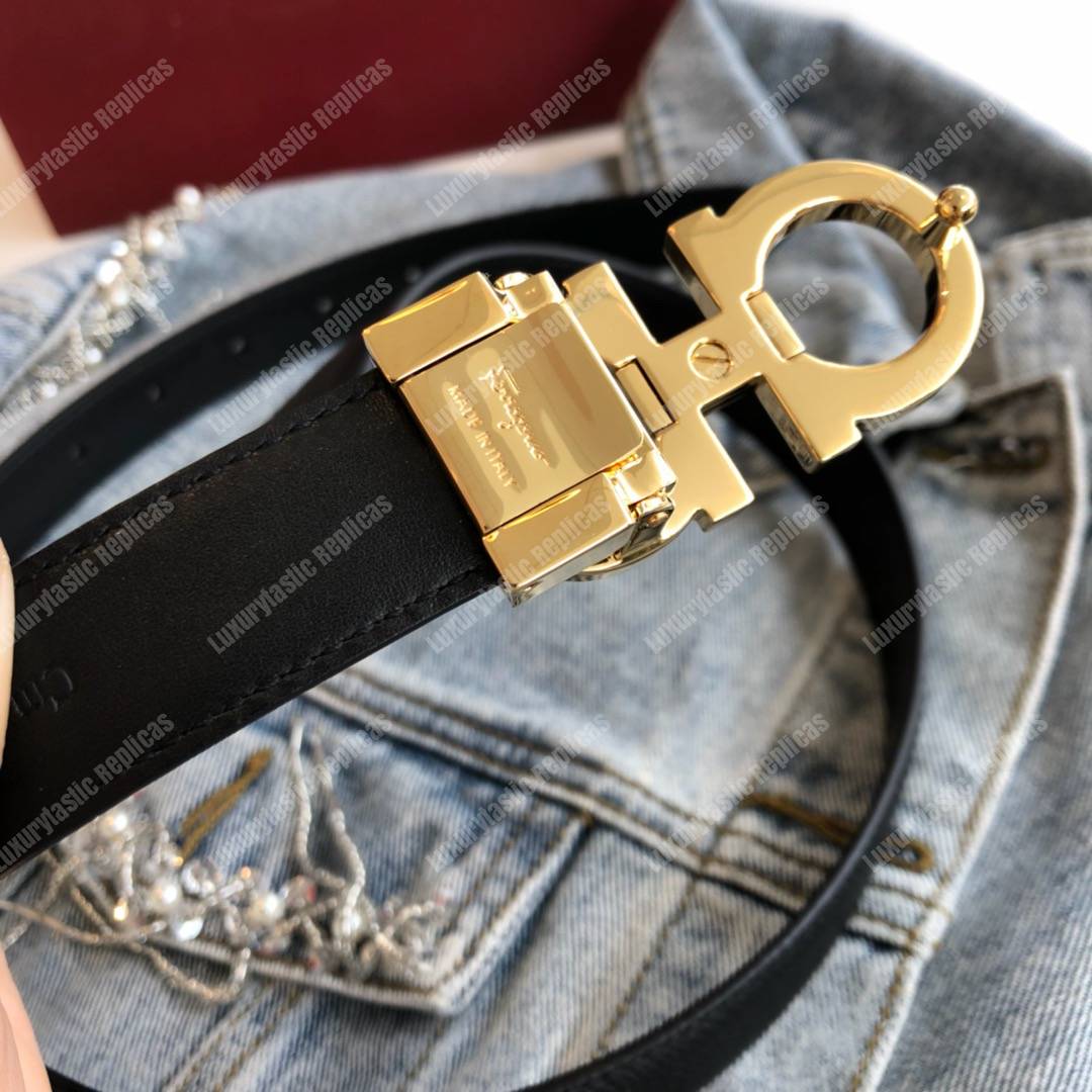 Salvatore Ferragamo Adjustable Gancini Belt Black