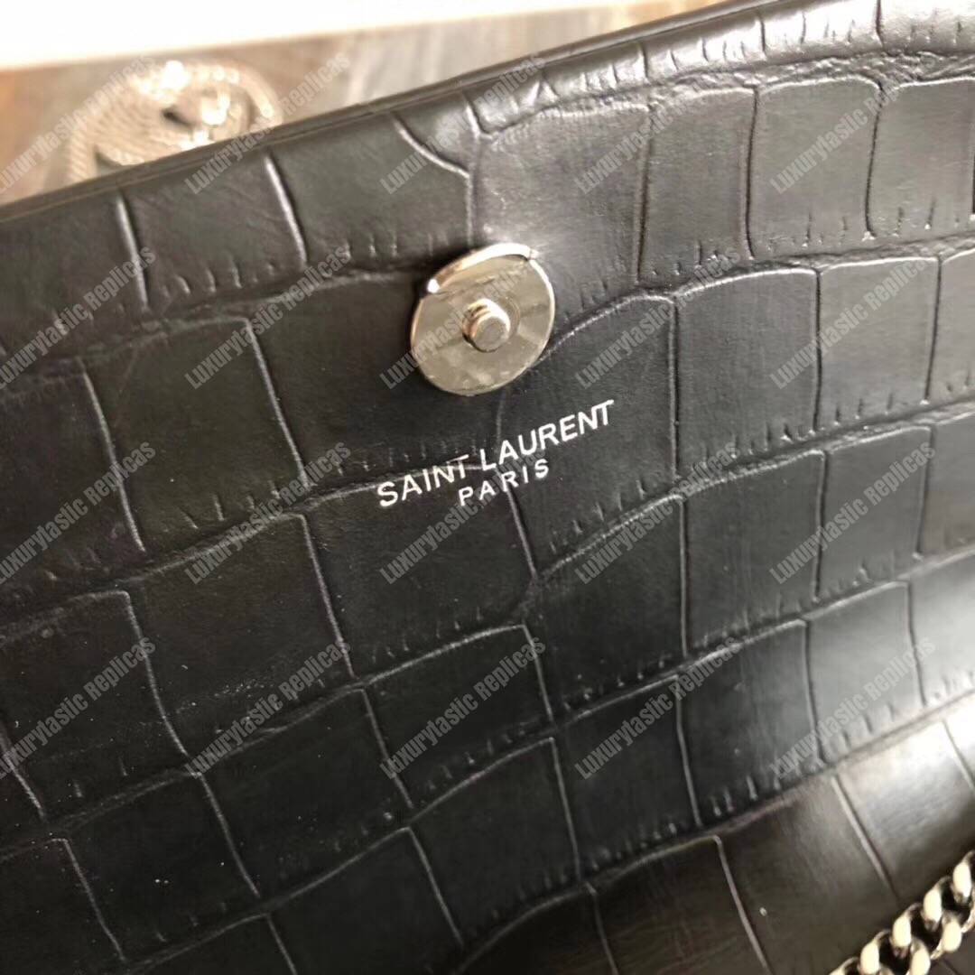 Saint Laurent Kate Small With Tassel Black Crocodile
