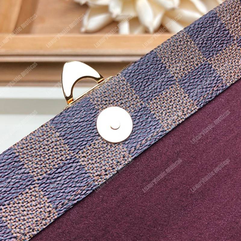 LV Vavin Chain Wallet Damier Ebene Bordeaux Noir