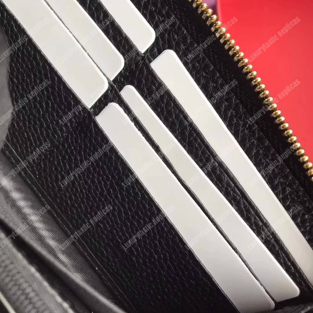 G*u*i leather zip around wallet with bosco in black