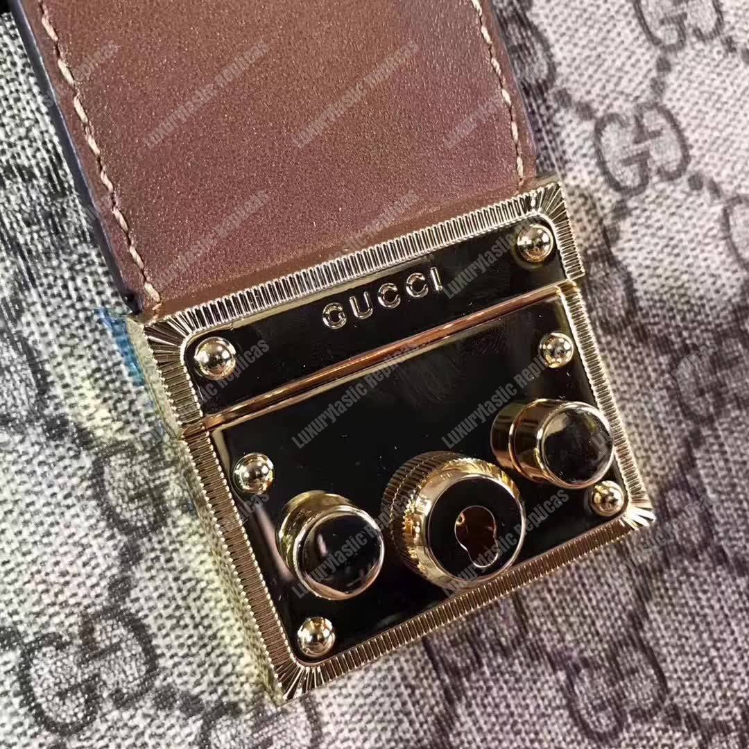 G*u*i padlock medium gg shoulder beige/ebony brown